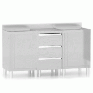 Helloshop26 - Lot de 3 armoires de cuisine commerciales en acier inoxydable 50 x 60 x (95-96) cm avec dosseret et pieds réglables en 02_0055142 - ino