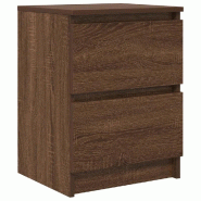 Helloshop26 - Meuble TV polyvalent avec 2 tiroirs rangement 40 x 35 x 54 cm style moderne en bois d'ingénierie chêne marron 02_0051723 - marron Bois