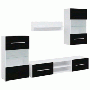 Helloshop26 - Meubles TV avec rangement moderne ensemble épuré 120 x 39,5 x 34 cm en bois d'ingénierie noir mat 02_0055745 - noir verre 3000239170854