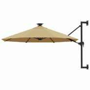 Helloshop26 - Parasol mural avec mât métallique et led 300 cm taupe 02_0008695 - métal 3000463547767