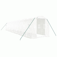 Helloshop26 - Serre tente abri plante fleur légumes avec cadre en acier 24 m² 12 x 2 x 2 m blanc 02_0044559 - blanc acier 3000220216523