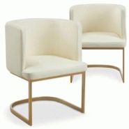 Lot de 2 chaises au dossier arrondi Noellie Velours Taupe pieds Or - beige 3327480077504 Lot de 2 chaises au dossier arrondi Noellie Velours Taupe pieds Or - beige 3327480077504