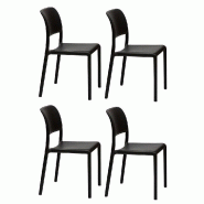 LOT DE 4 CHAISES RIVER EMPILABLES DESIGN COLORIS ANTHRACITE.