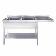 Plonge Inox 2 bacs avec passage lave-vaisselle - P 600 - GGM - 2000 mm bac à gauche Plonge Inox 2 bacs avec passage lave-vaisselle - P 600 - GGM - 2000 mm bac à gauche