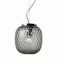 ROSSINI ILLUMINAZIONE Oban Suspension Chrome Avec Verre Balloton Fumé E27 Ip20 - Lampe Design Elégante - Structure En Métal Et Verre Soufflé - gri