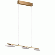 Suspension LED 3xSMD 9W, 3x 950lm, 3000K, Verre blanc et Laiton mat, IP20 - Trio - Merton - doré 4017807579673
