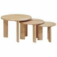 Tables basses gigognes 3 pcs Noir Bois de mangue massif Modèle Orion Edge Plus - 8721158631800