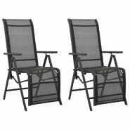 VidaXL Chaises Inclinables De Jardin Lot De 2 Textilène Et Aluminium - noir 312195