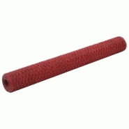 Vidaxl grillage acier avec revêtement en pvc 25x1,2 m rouge 143308