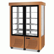 Vitrine réfrigérée négative 800L statique 4 faces vitrées verni en bois SCAIOLA