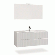 AQA Design Composition de salle de bain en MDF 4 pièces VENERE blanc mat L.121 P.46,5 H.190 MPVE39-O1 - blanc Bois manufacturé MPVE39-O1