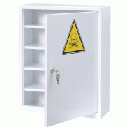 Armoire à pharmacie murale pour entreprise - 600mm x 480mm x 220mm - acier simple paroi - peinture époxy - portes à 180° avec verrouillage à clés