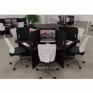 Bureau call center 7 places forme marguerite avec cloisons acoustiques. - wenge, 7 places, noir da023_0