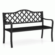 COSTWAY Banc de jardin en métal, banc résistant aux intempéries pour 2 personnes, banc de parc, banc en métal pouvant supporter jusqu'à 300 kg -