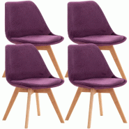 Décoshop26 - Lot de 4 chaises de salle à manger design scandinave en tissu velours violet pieds bois clair CDS10387 - violet Bois massif 3000437569603