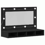 Helloshop26 - Armoire miroir moderne salle de bain 90 x 31,5 x 62 cm grand espace de rangement en bois d'ingénierie chêne noir 02_0051919 - noir Boi