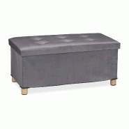 Helloshop26 - Banquette de rangement moderne pliable pour salon couloir 34 x 76 x 38 cm en velours gris 13_0010923 - gris Bois manufacturé 3000245486