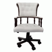 Helloshop26 - Fauteuil chaise chaise de bureau en cuir mélangé blanc 0502150 - blanc Bois massif 3002296931461