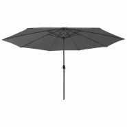 Helloshop26 - Parasol mobilier de jardin d'extérieur avec led et mât en métal 400 cm anthracite 02_0008179 - métal 3000437647769