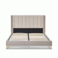 Sommier avec tête de lit  2 places  Coloris Beige  140x190 cm LAVEZZI BELLECOUR - beige Bois massif 3LT12.GC.1419