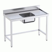 Table inox de préparation avec bords anti-ruissellement, bac au centre P 600 mm | Distform - QCCRS6 - 1600_0