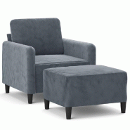 VidaXL Fauteuil avec repose-pied Gris foncé 60 cm Velours Modèle Orion Office Advance - 3201165