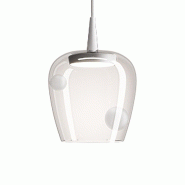 Zafferano Suspension Bilia LED 8W Blanc Sablé, diamètre 27 cm, design moderne en verre borosilicaté soufflé à la bouche de haute qualité - multi