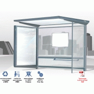 Abri bus lythe / structure en acier et aluminium / bardage en verre securit / avec banquette / 300 x 157 cm