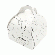 Boîte patissière décor Atelier Signature à poignée 135x135x60mm par 400 pièces JORIDEAL - blanc en carton 3519400541367