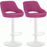 CLP Lot de 2 tabourets de bar Milet tissu Violet/Métal blanc mat - violet textile 324428 CLP Lot de 2 tabourets de bar Milet tissu Violet/Métal blanc mat - violet textile 324428