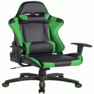 Décoshop26 - Fauteuil de bureau design sportif mécanisme d'inclinaison coussins en PVC noir / vert 10_0002551 - noir 3000251079265