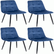 Décoshop26 - Lot de 4 chaises de salle à manger style moderne et confortable en tissu velours bleu et métal noir 10_0001789 - bleu métal 3000250675888