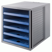 HAN Module de classement SCHRANK-SET Karma, 5 tiroirs, en PS, coloris gris/bleu - bleu plastique 14018-16