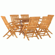 Helloshop26 - Ensemble à dîner salon de jardin meuble d'extérieur 7 pièces bois de teck solide 02_0014353 - Bois massif 3000133101534