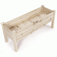 Helloshop26 - Jardinière surélevée carrée 120 x 43,5 x 51 cm hauteur confortable avec 5 trous de drainage style moderne en bois 20_0020633 - Bois