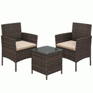 Helloshop26 - Salon de jardin extérieur ensemble de mobilier surface tressée en PE table et chaises pour terrasse jardin balcon 12_0001695 - 3000125 Helloshop26 - Salon de jardin extérieur ensemble de mobilier surface tressée en PE table et chaises pour terrasse jardin balcon 12_0001695 - 3000125