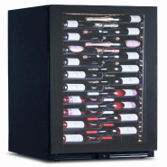 KLIMAITALIA Cave à vin ventilée. 116 bouteilles. Porte en verre fumé. Lumières LED. Étagères métalliques à tiroirs. Thermomètre numérique. C