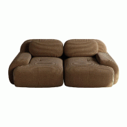 Merax canapé modulable en corde 2 places, canapé nuage sans cadre, près du sol avec assise profonde, doux et confortable, antidérapant, marron - m