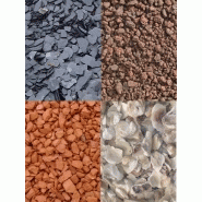 Paillages : pouzzolane, brique, ardoise, pierre ponce, coquillages
