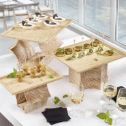 Support en bois pour plateaux l'Etoile lot de 3 de 12 à 23 cm