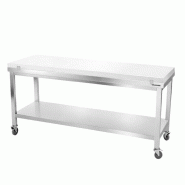 Table de travail en inox 1800x700 mm avec plaque de découpe blanche sur roulettes PREMIUM - GOLDINOX - gris inox 3701770840779