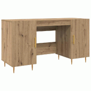 VidaXL Bureau chêne artisanal 140 x 50 x 75 cm Bois d'ingénierie Modèle Ventura Panorama - 879526