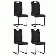 VidaXL Chaises à Manger Cantilever Lot De 4 Noir Similicuir - noir 246194 VidaXL Chaises à Manger Cantilever Lot De 4 Noir Similicuir - noir 246194