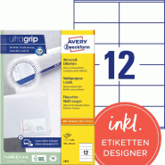 Avery Zweckform 1200 étiquettes multi-usages blanches, format 105 x 48 mm (100 feuilles A4 / cdt) - blanc papier 3424