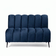Banquette de restaurant professionnelle CHR Cocoon velours bleu fonçé, 180 cm  France Mobilier CHR - bleu 3760326528851