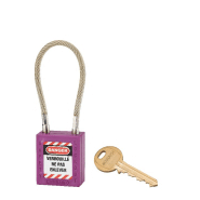Cadenas de consignation loto lockout tagout 38 mm câble inox gainé ø 6 x 150 mm - 1 clé violet
