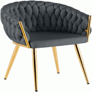 CLP Chaise de salle a manger Molise velours or Velours HBT: 80x58x57 cm Gris foncé Velours - gris textile 328088