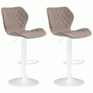 CLP Lot de 2 tabourets de bar Cork en tissu Taupe/Blanc - gris textile 315100 CLP Lot de 2 tabourets de bar Cork en tissu Taupe/Blanc - gris textile 315100