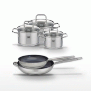 Lot 2 Poêles 28/32cm & 3 Faitouts 12/14/16cm Elo Profi Therm Platinum - gris inox 3176239953091