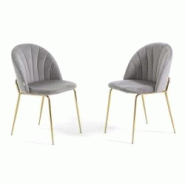 RATTATAN Lot de 2 chaises en velours d’intérieur, rembourrées, pieds en métal, design élégant pour cuisine, salle à manger, restaurant – Gri RATTATAN Lot de 2 chaises en velours d’intérieur, rembourrées, pieds en métal, design élégant pour cuisine, salle à manger, restaurant – Gri